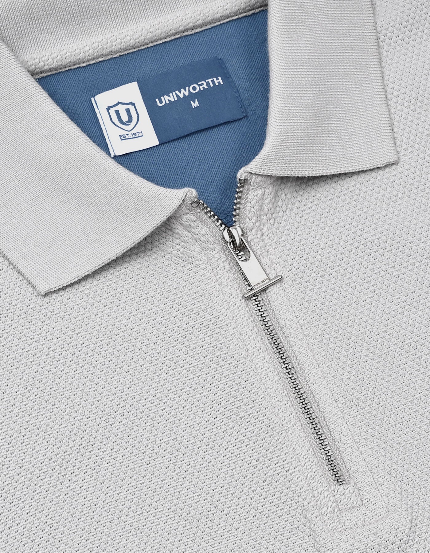 Aura Blue Textured Color Block Polo Shirt - Image 4
