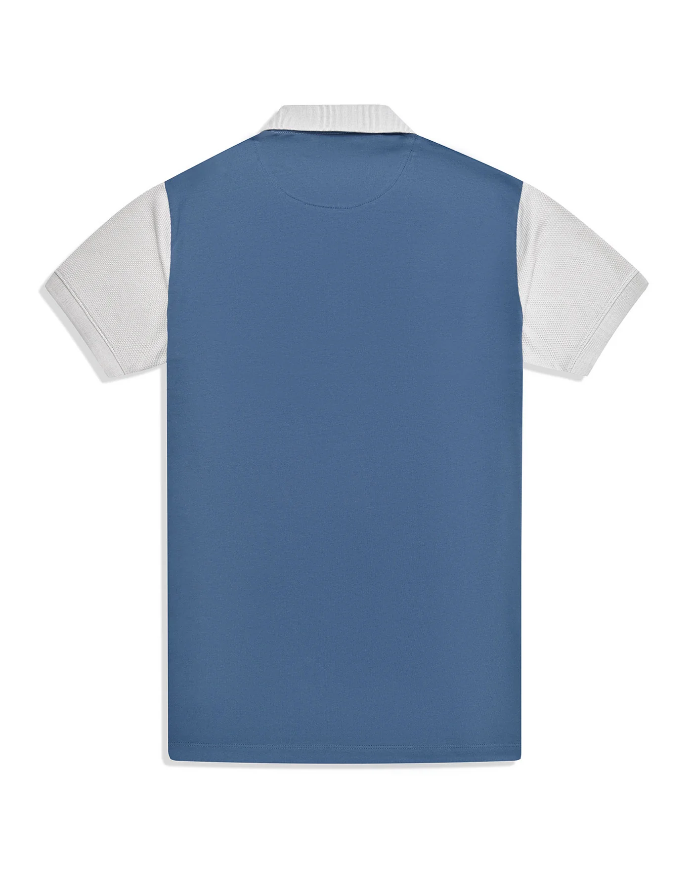 Aura Blue Textured Color Block Polo Shirt - Image 5