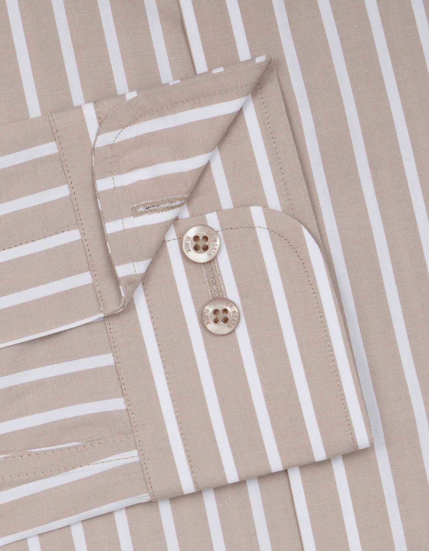 Beige Stripe Tailored Smart Fit Shirt - Image 3