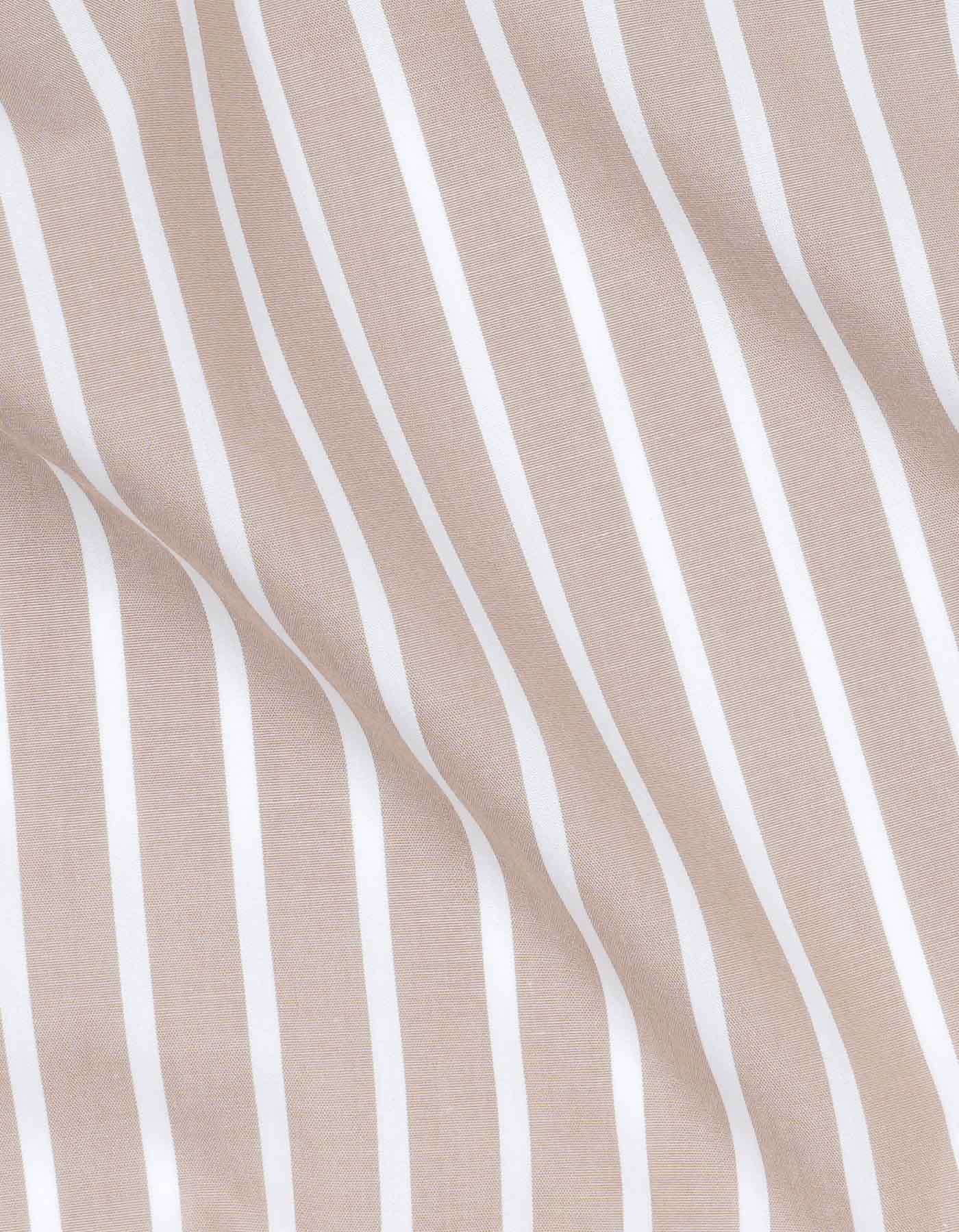 Beige Stripe Tailored Smart Fit Shirt - Image 4