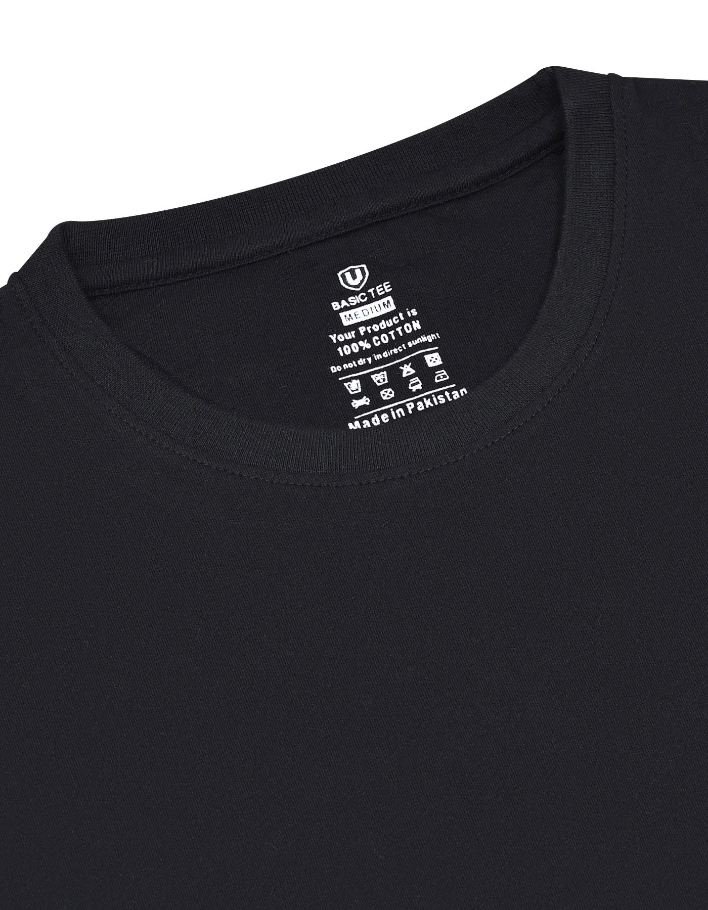 Black Plain Basic Tee - Image 3
