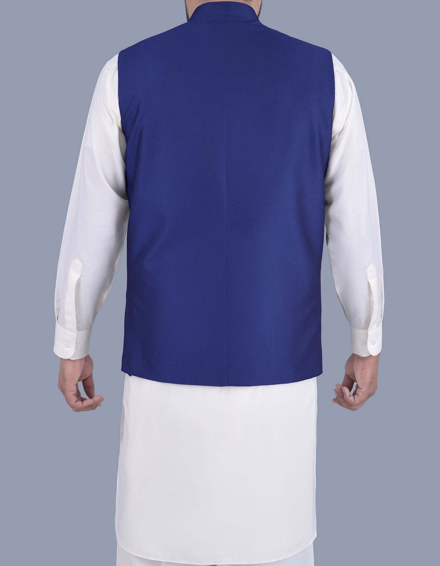 Blue Plain Waist Coat - Image 4