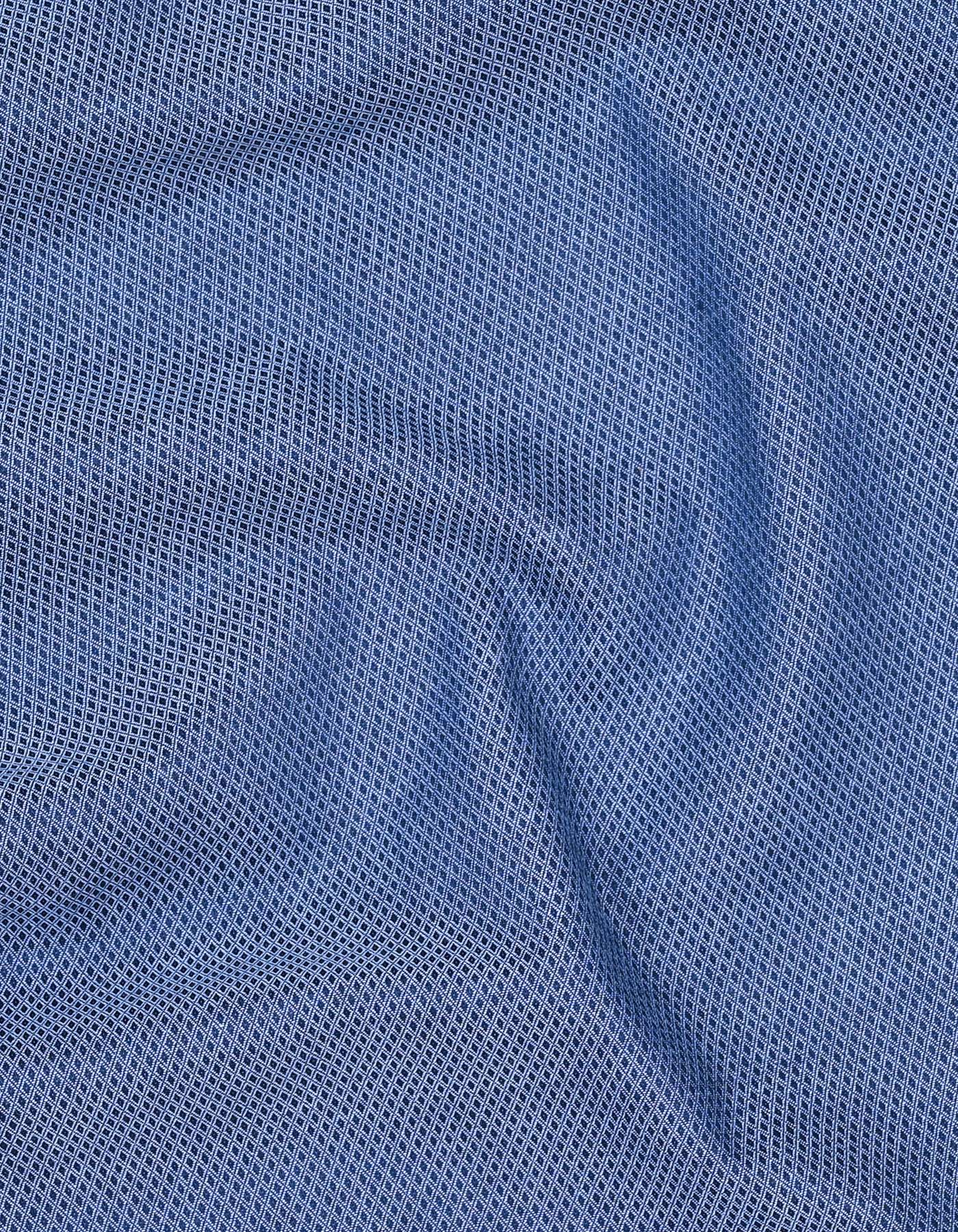 Blue Self Smart Fit Shirt - Image 4