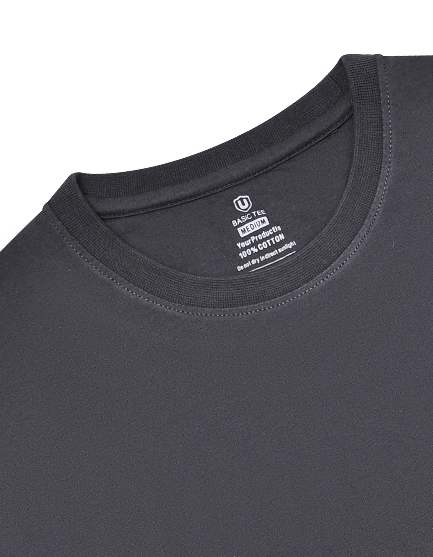 Charcoal Plain Basic Tee - Image 3