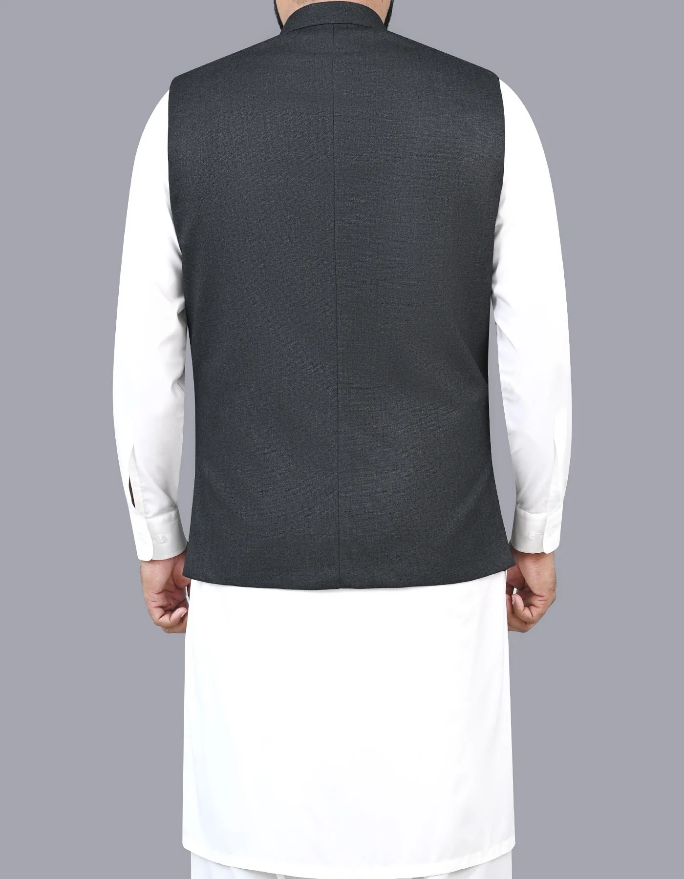 Charcoal Texture Smart Fit Waistcoat - Image 4