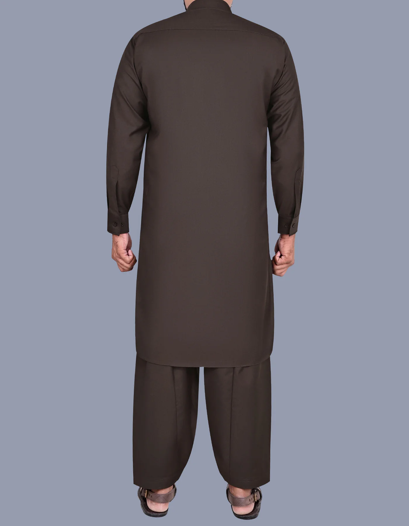 Chocolate Plain Kameez Shalwar - Image 4