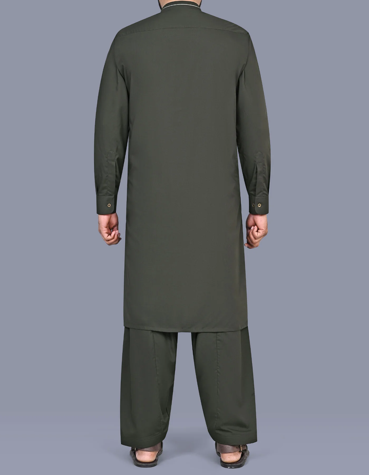 D Green Plain Kameez Shalwar - Image 5