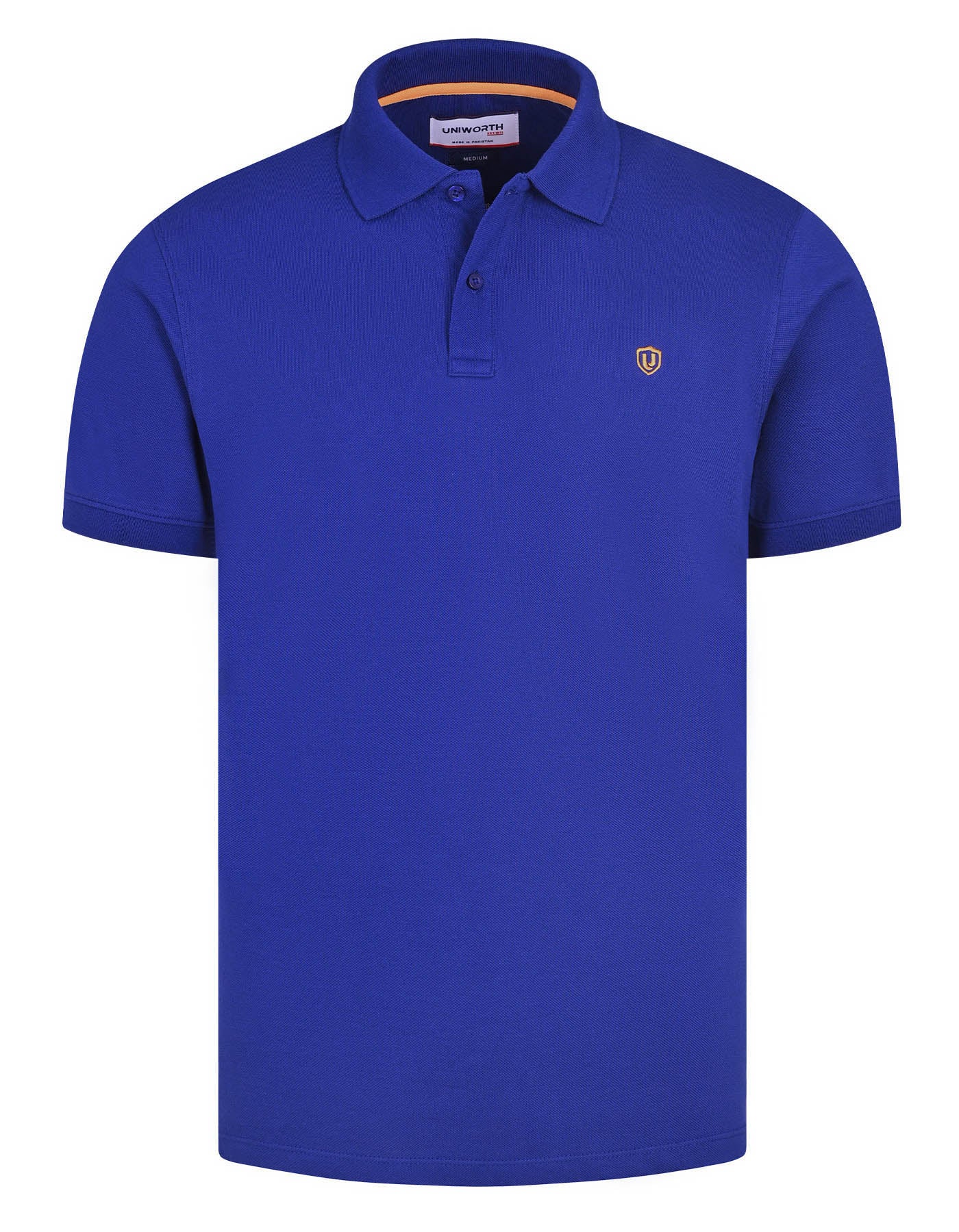 E Blue Plain Pique Polo Shirt - Image 4