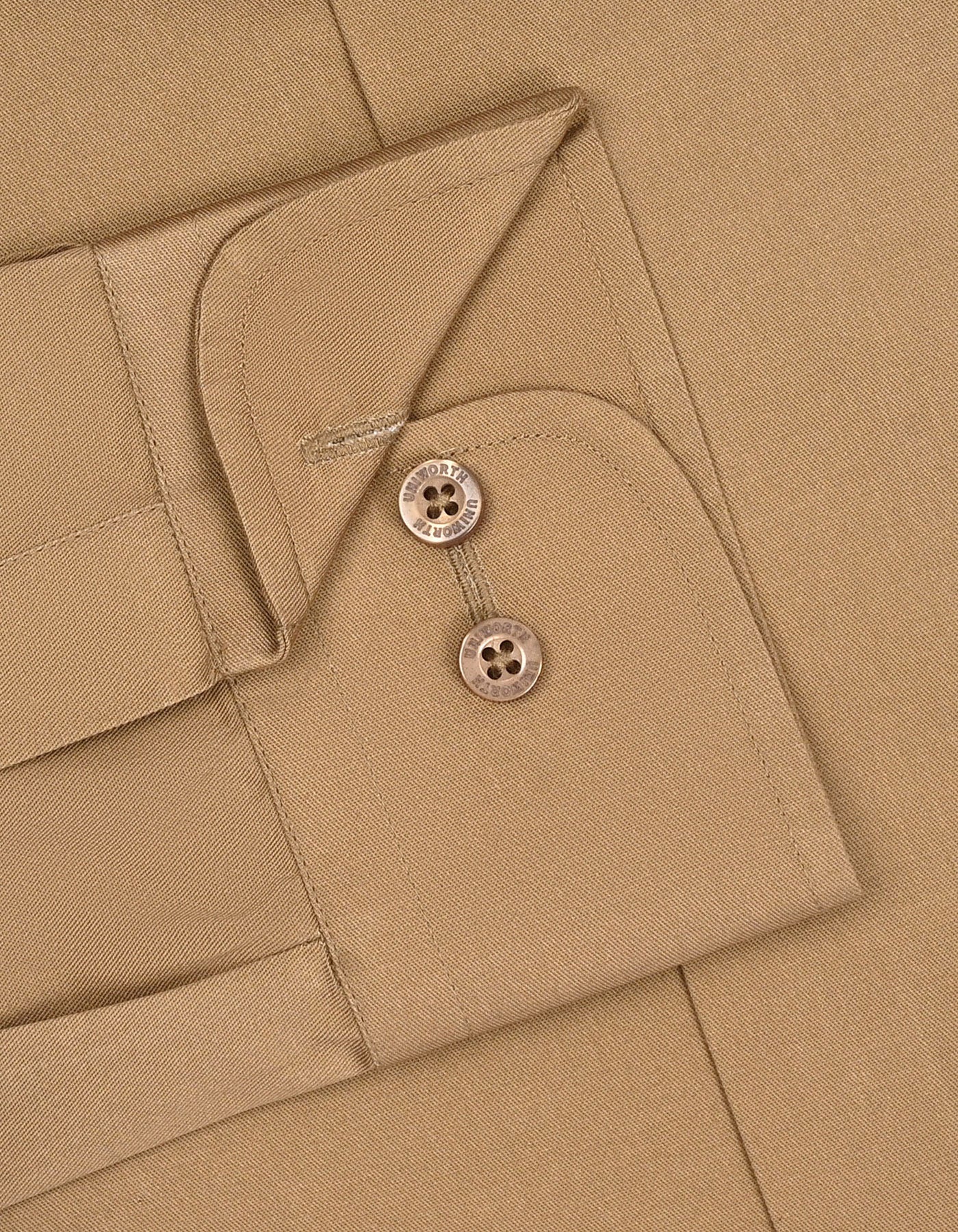 Khaki Plain Classic Fit Shirt - Image 3