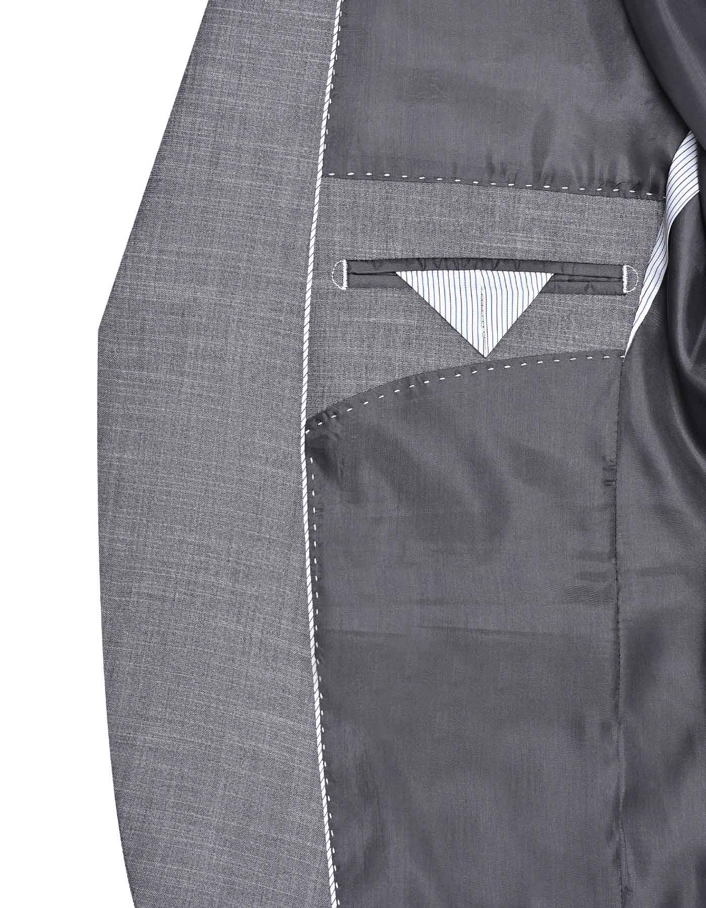 L Charcoal Texture Classic Fit Suit - Image 6