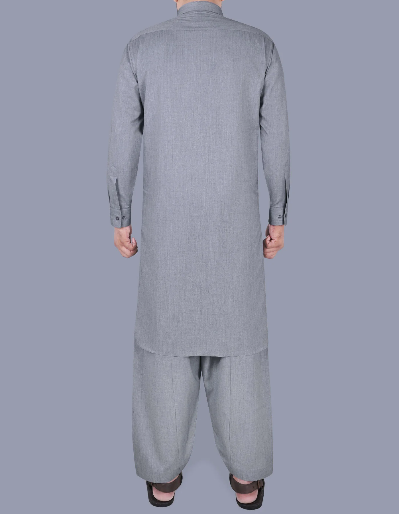 L Grey Plain Kameez Shalwar - Image 4