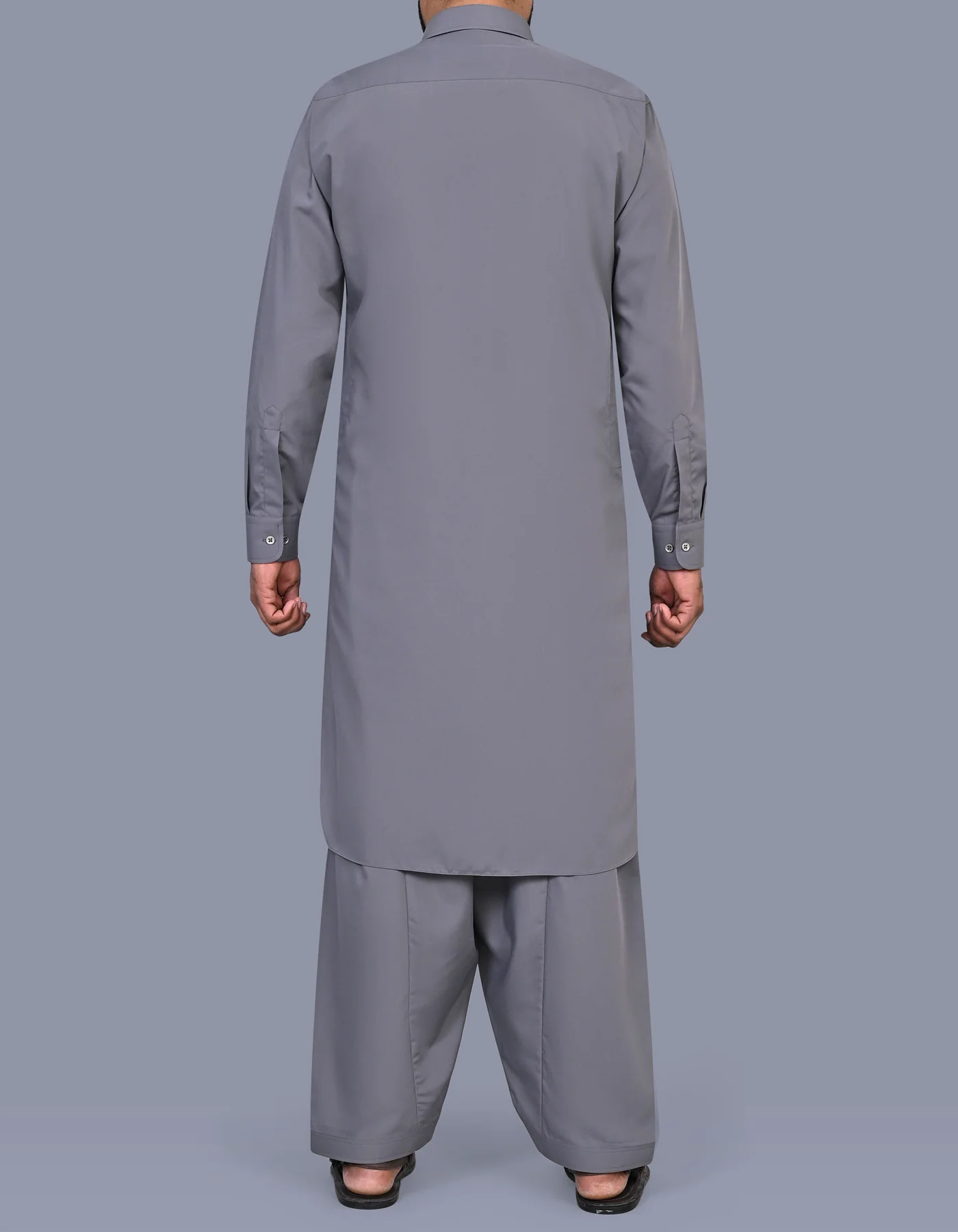 L Grey Plain Kameez Shalwar - Image 4