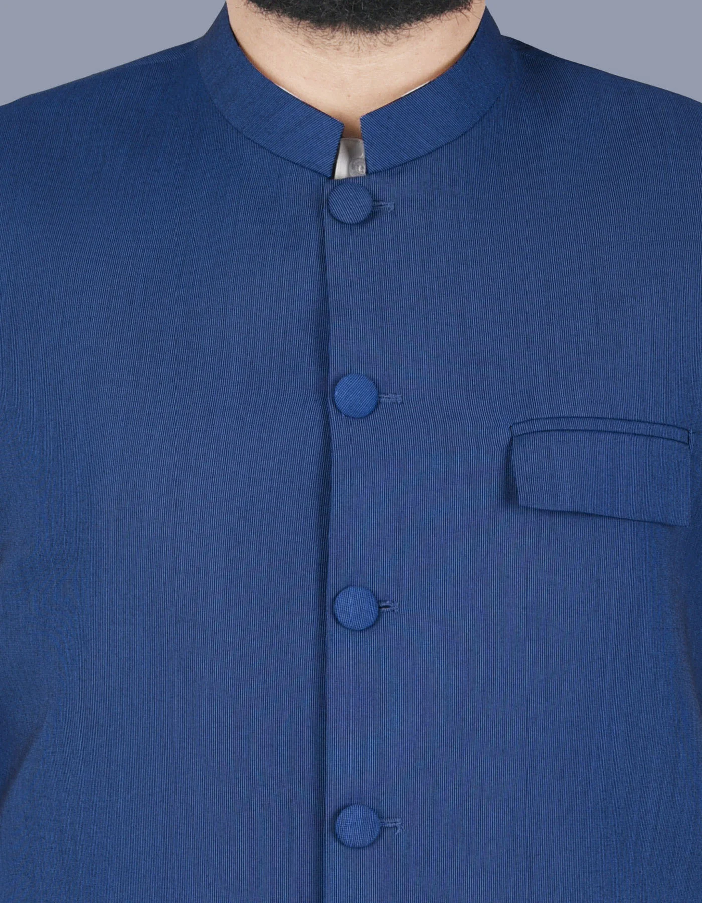 M Blue Plain Waist Coat - Image 3