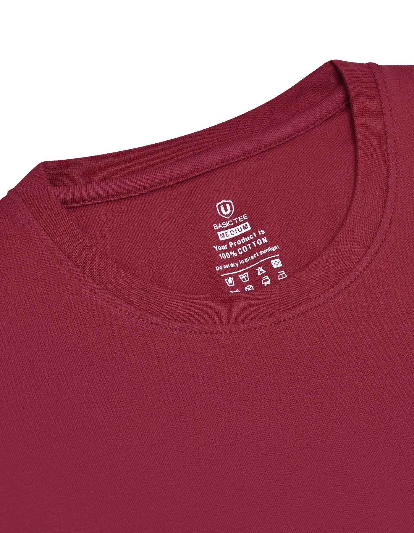 Maroon Plain Basic Tee - Image 3