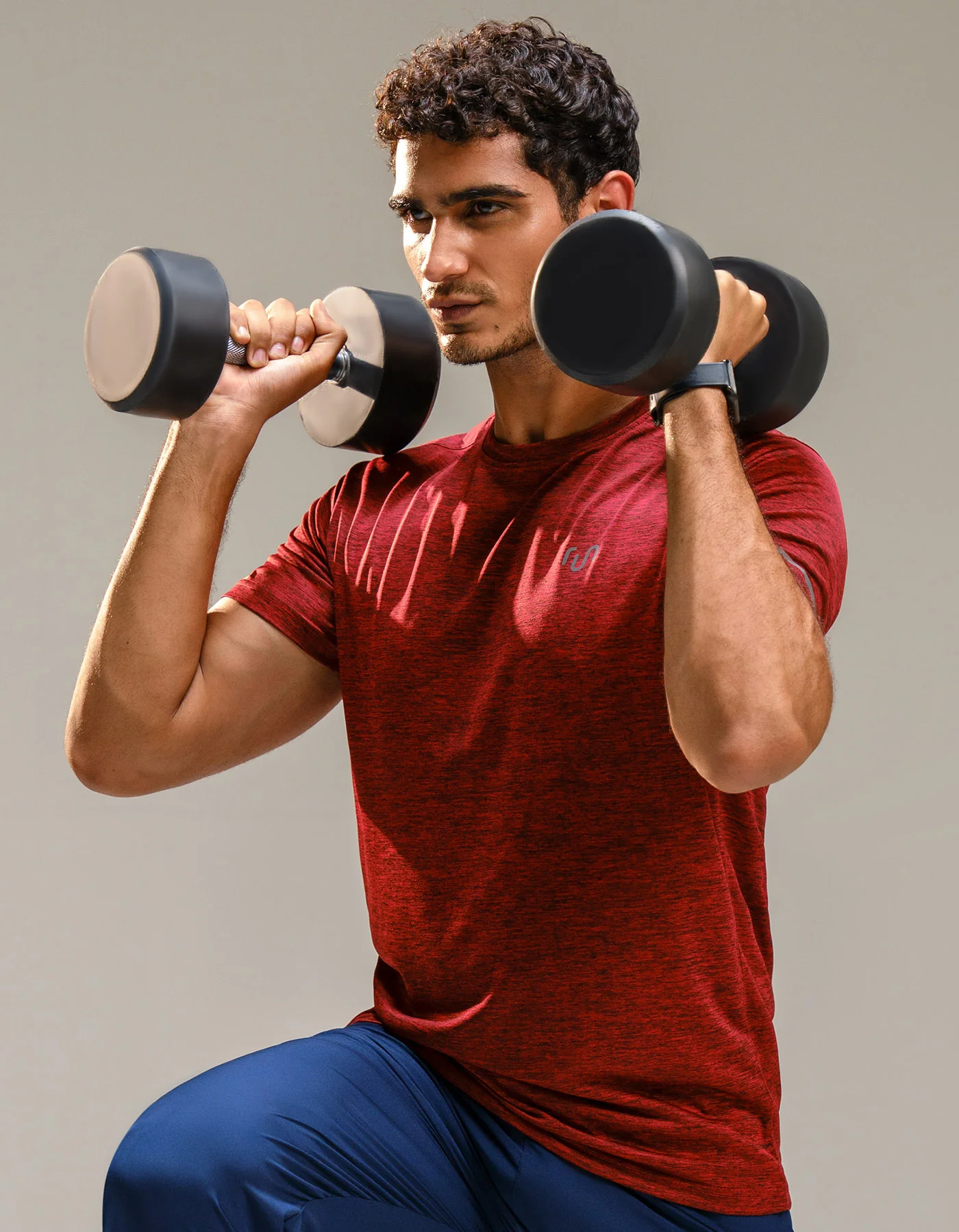 Maroon Textured Slub Gym Tee - Image 3