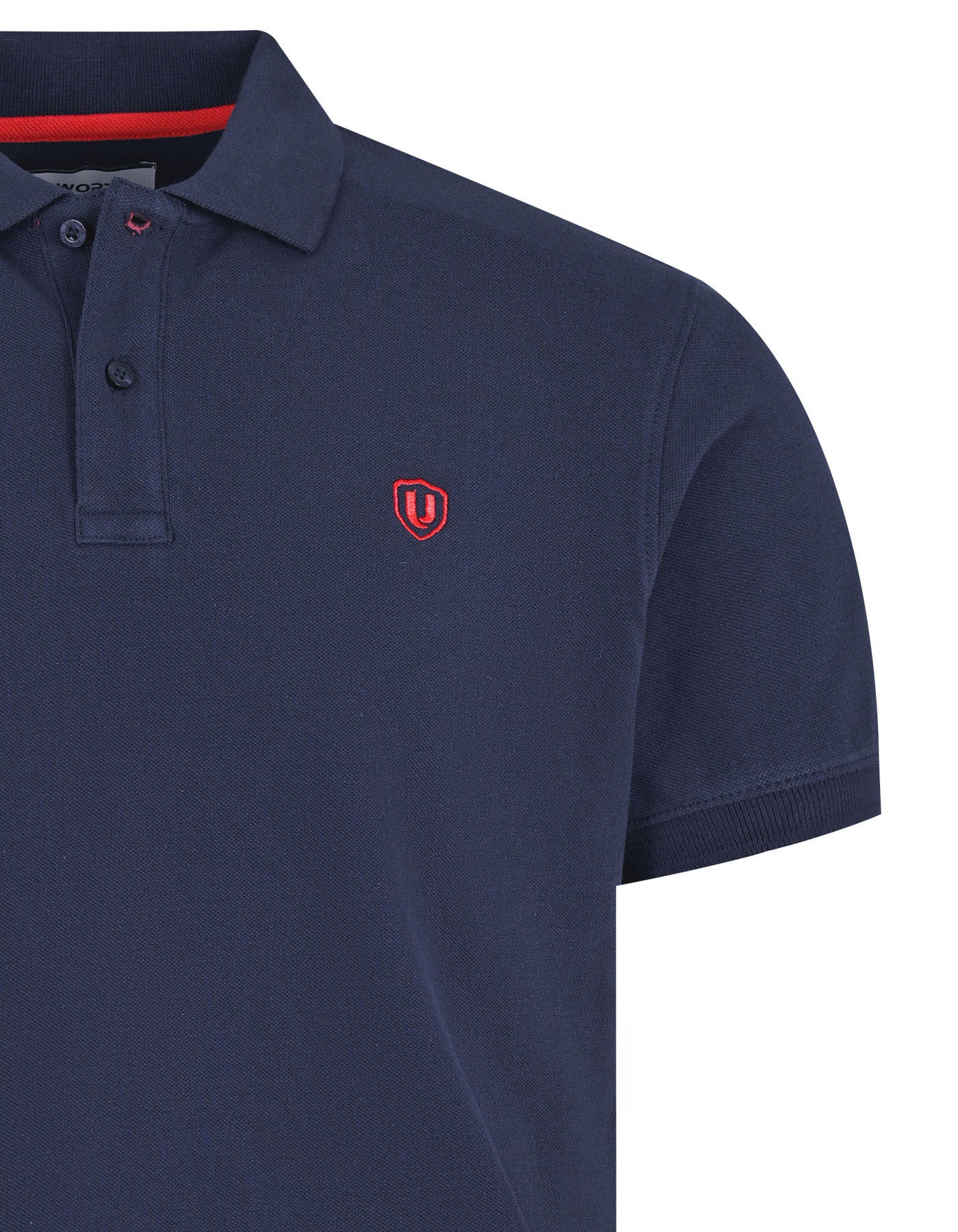 Navy Plain Pique Polo Shirt - Image 3