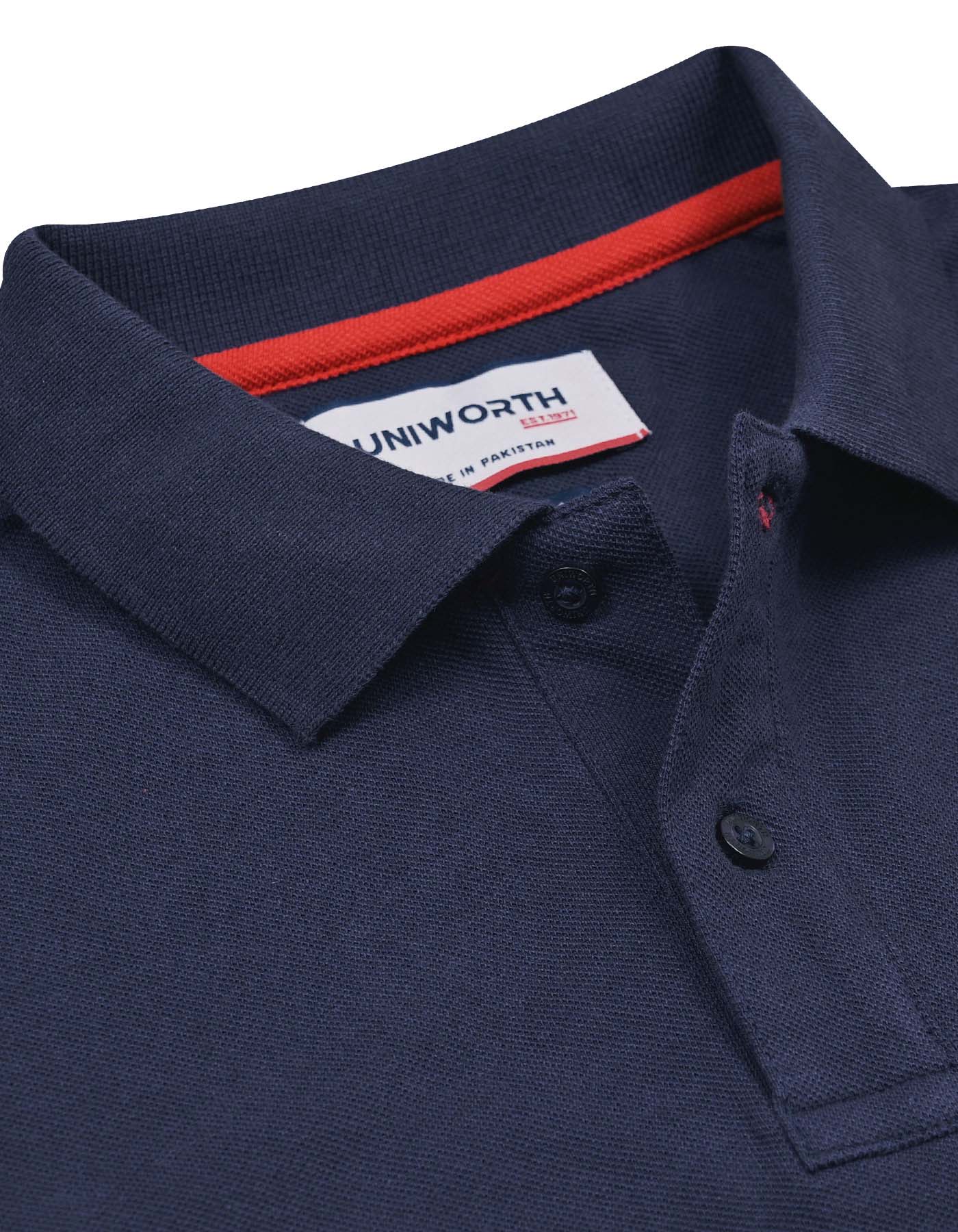 Navy Plain Pique Polo Shirt - Image 4
