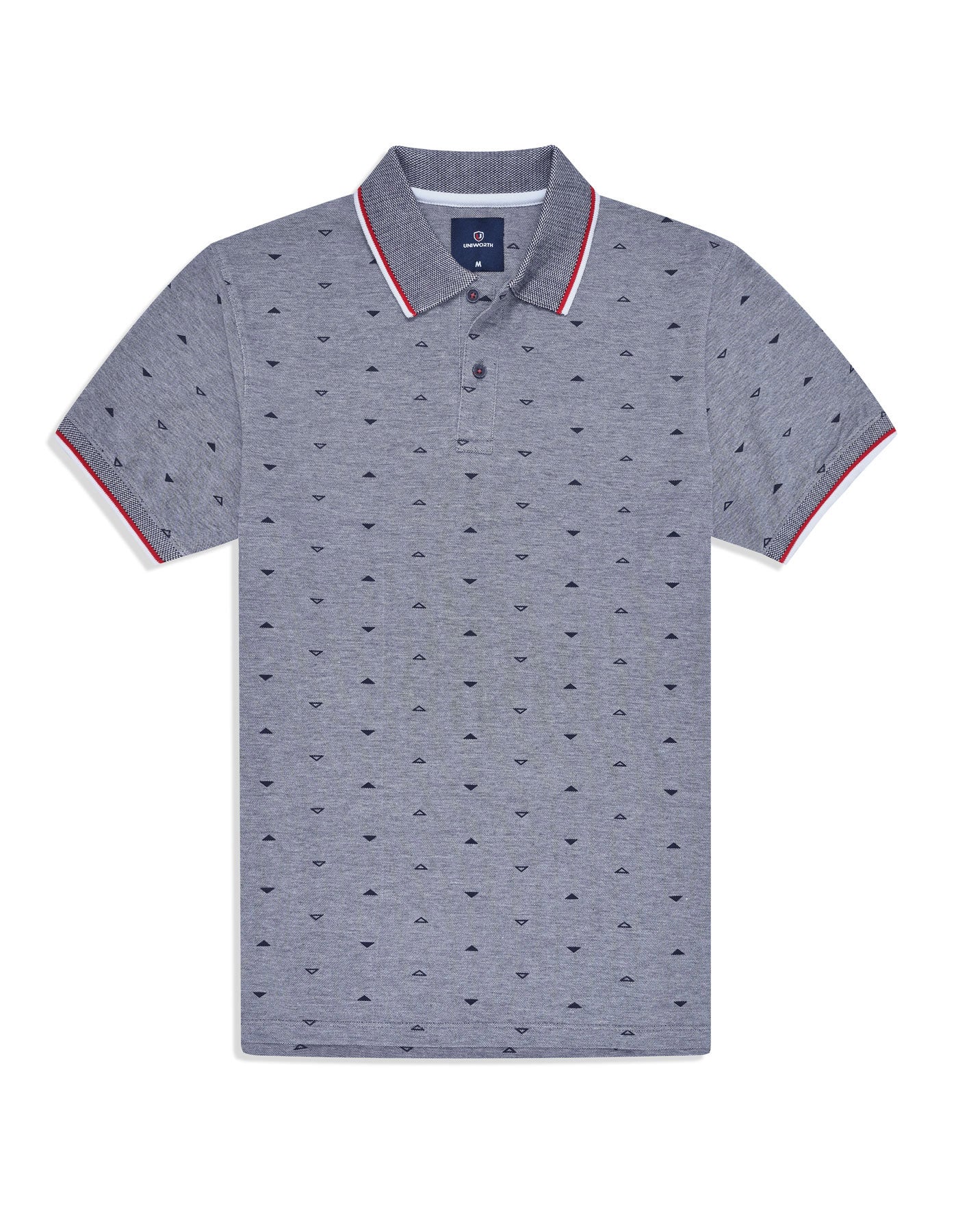 Navy Printed Pique Polo Shirt - Image 3