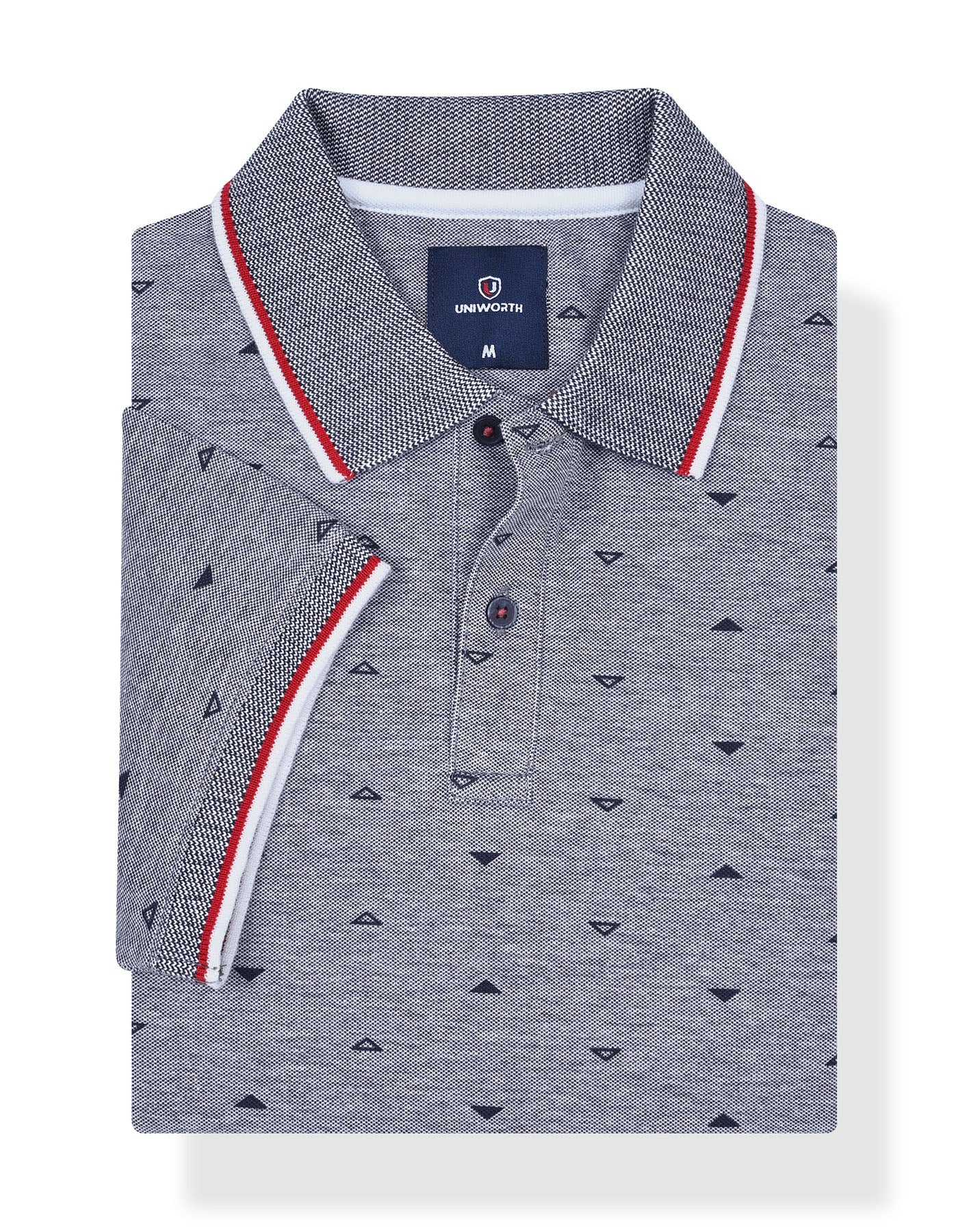 Navy Printed Pique Polo Shirt - Image 4