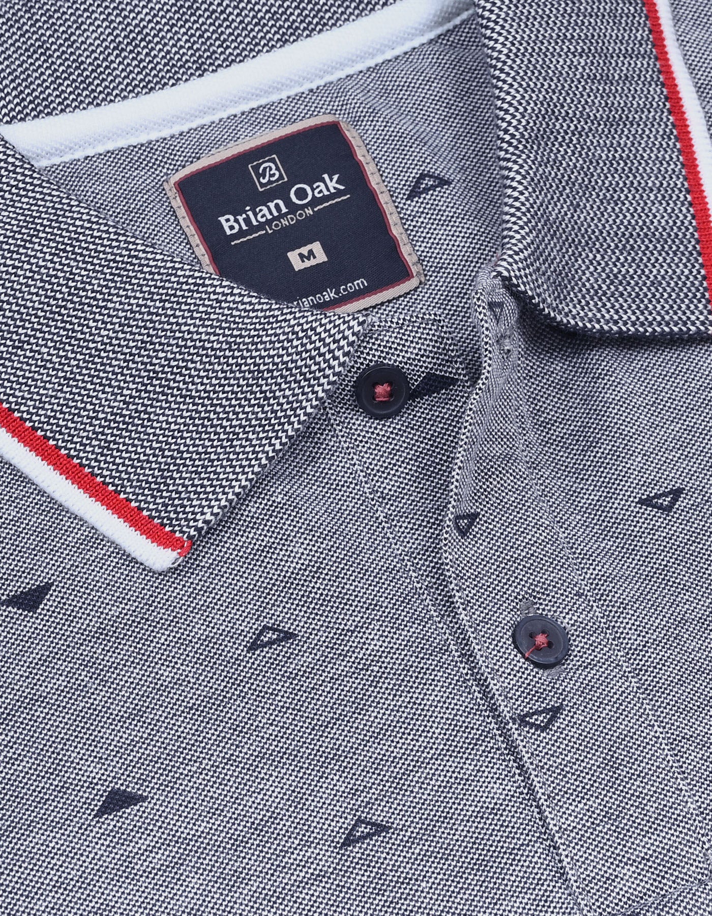 Navy Printed Pique Polo Shirt - Image 5