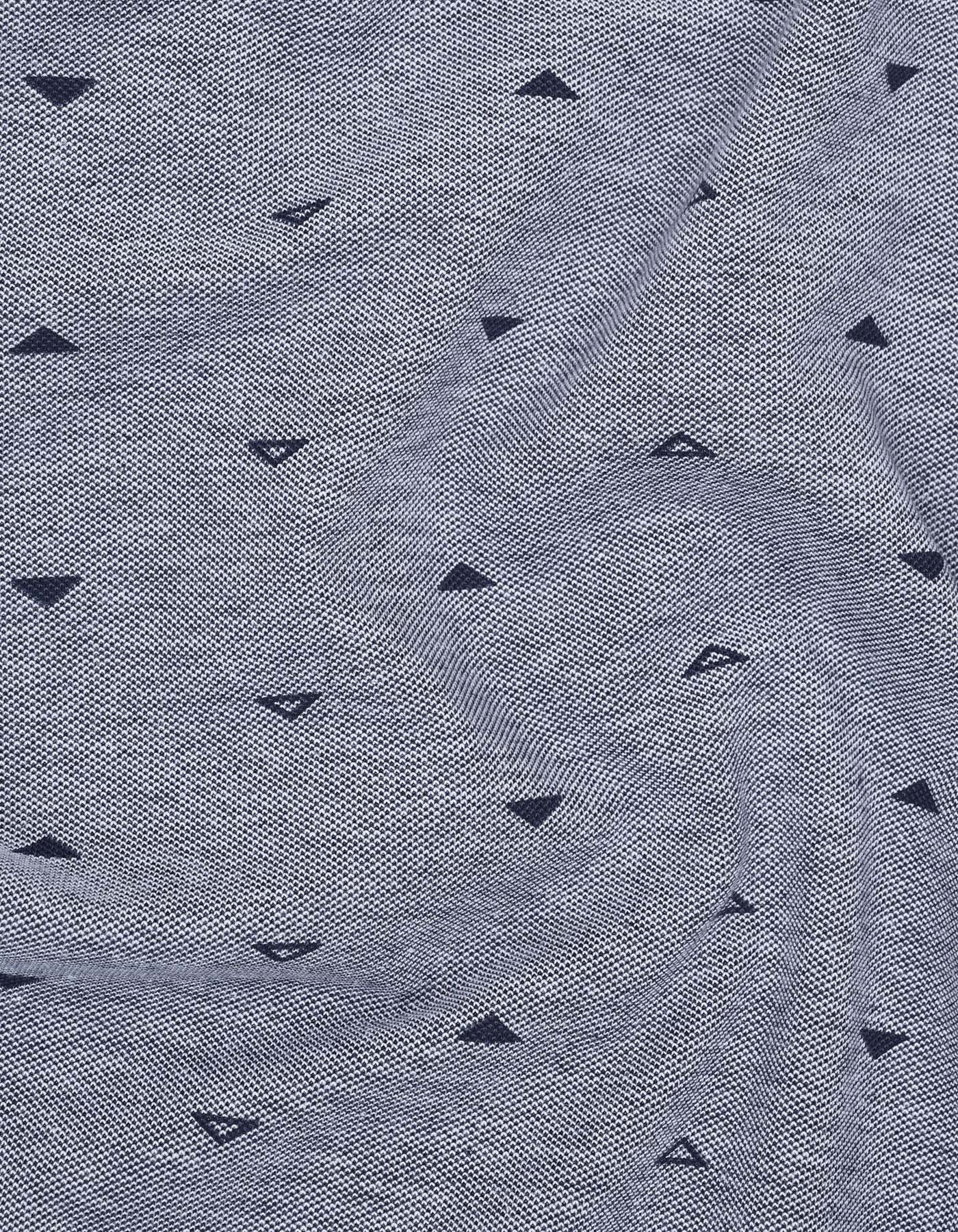 Navy Printed Pique Polo Shirt - Image 7