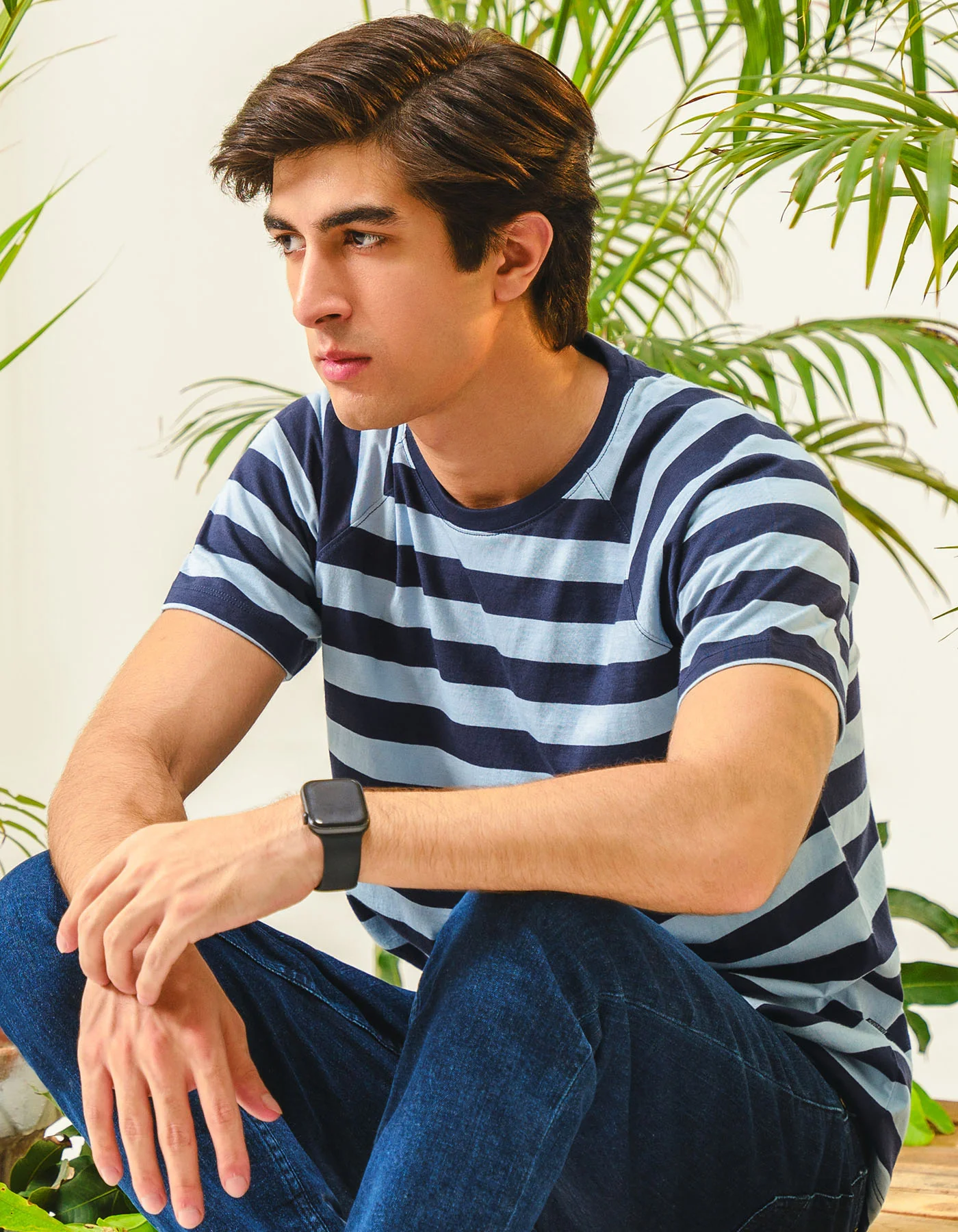 Navy Stripe Crew Neck T-Shirt - Image 3