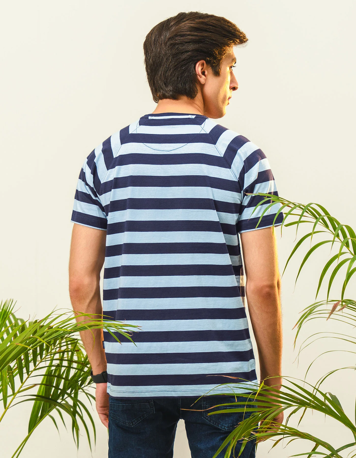 Navy Stripe Crew Neck T-Shirt - Image 4