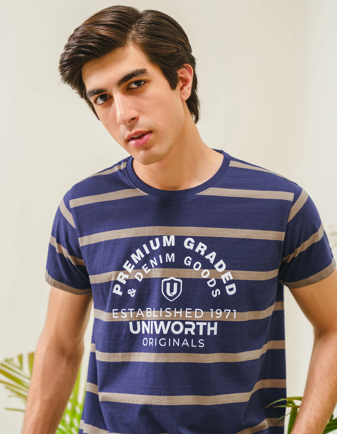 Navy Stripe Crew Neck T-Shirt - Image 3