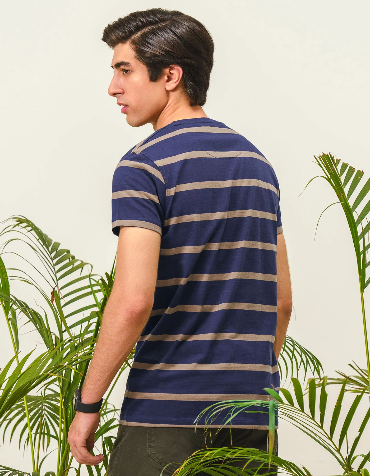 Navy Stripe Crew Neck T-Shirt - Image 4