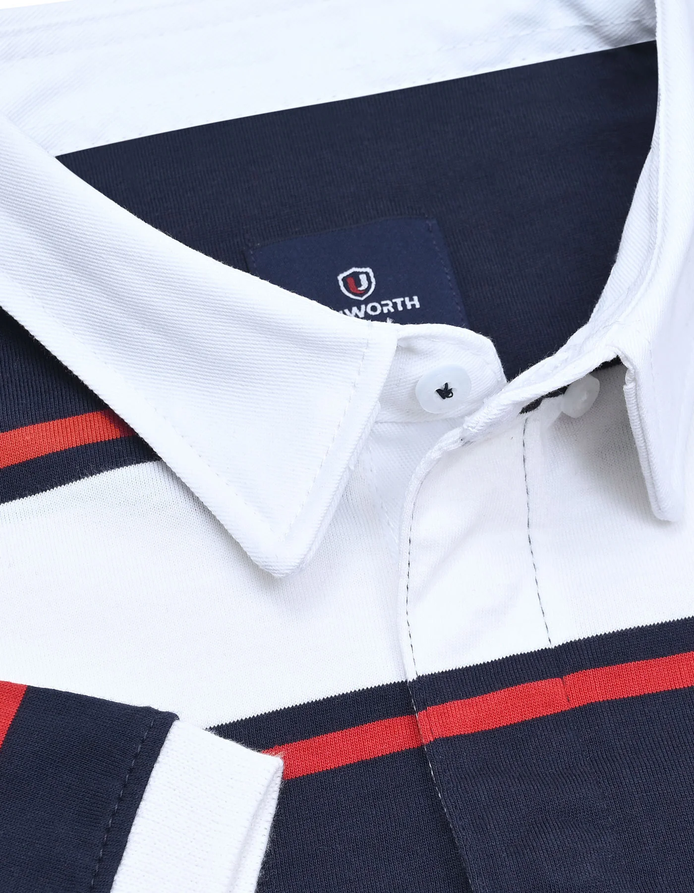 Navy Stripe Jersey Rugby Polo - Image 3