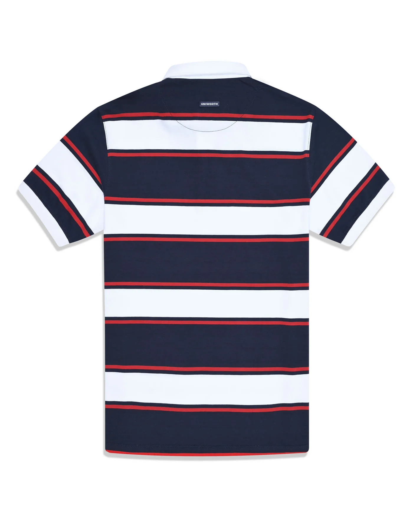 Navy Stripe Jersey Rugby Polo - Image 4