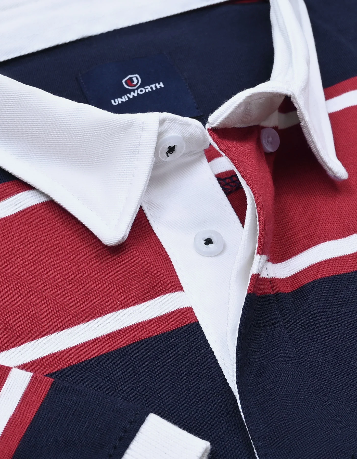 Navy Stripe Jersey Rugby Polo - Image 3