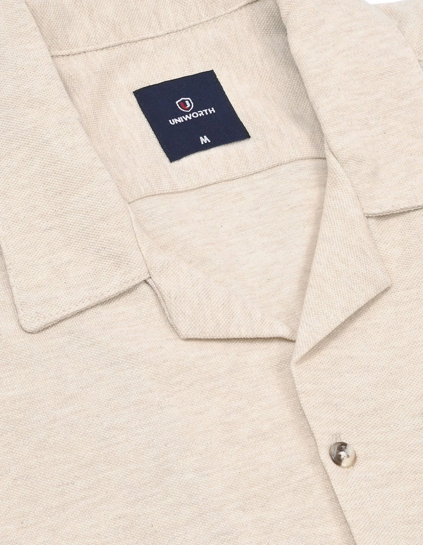 Oatmeal Palm Print Resort Collar Shirt - Image 3