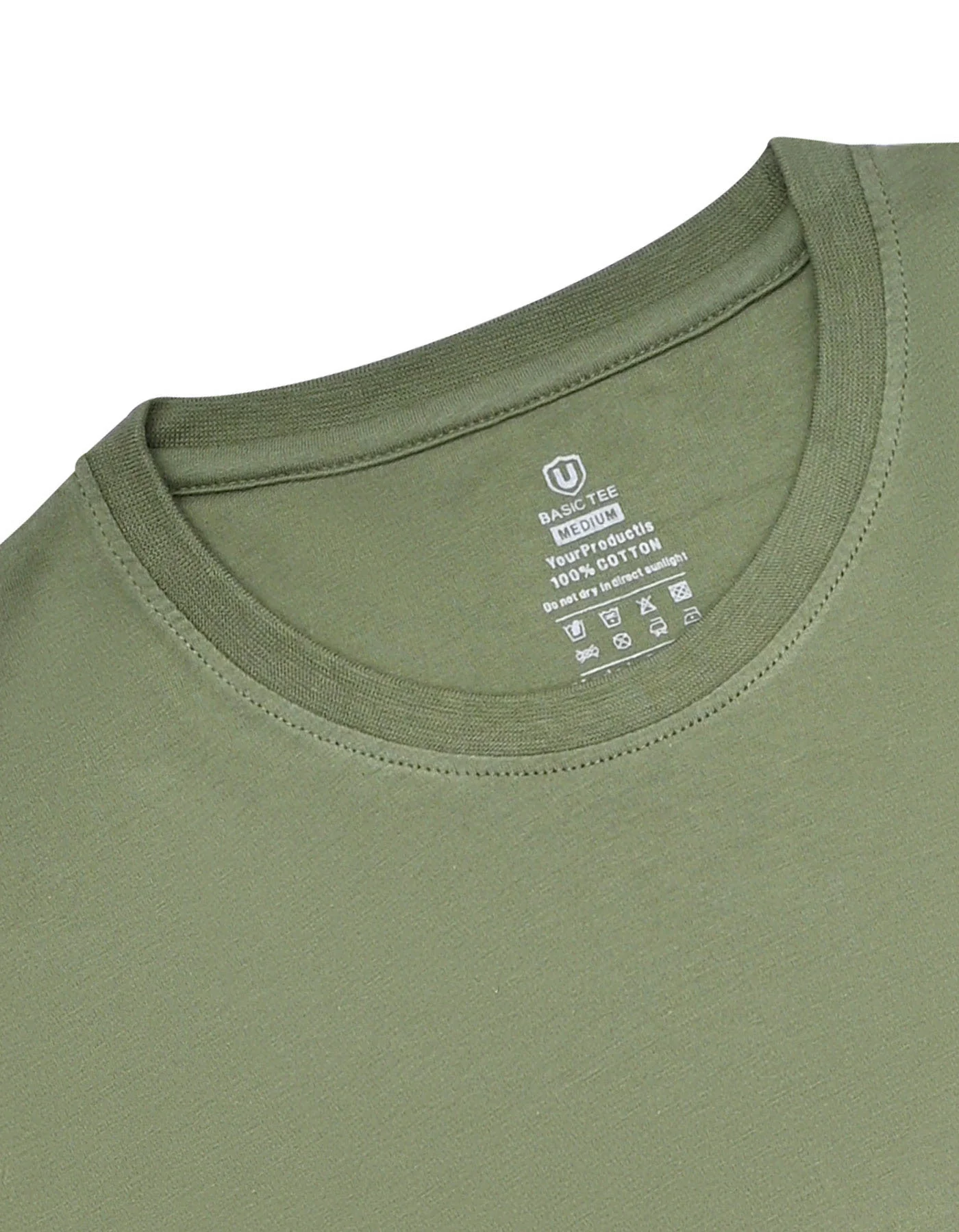 Olive Plain Basic Tee - Image 3