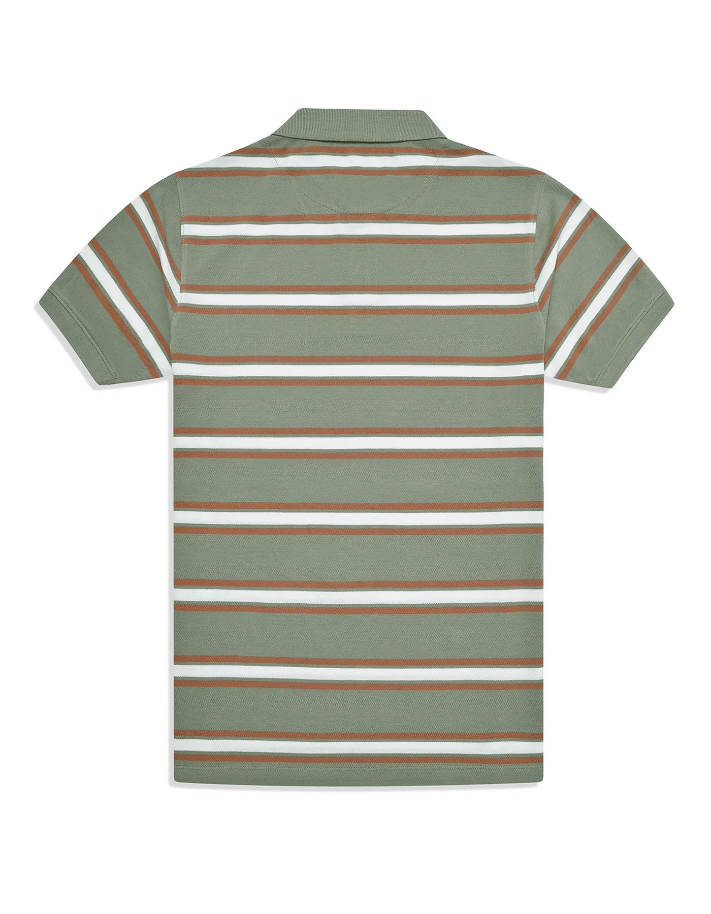 Olive Stripe Pique Polo Shirt - Image 5