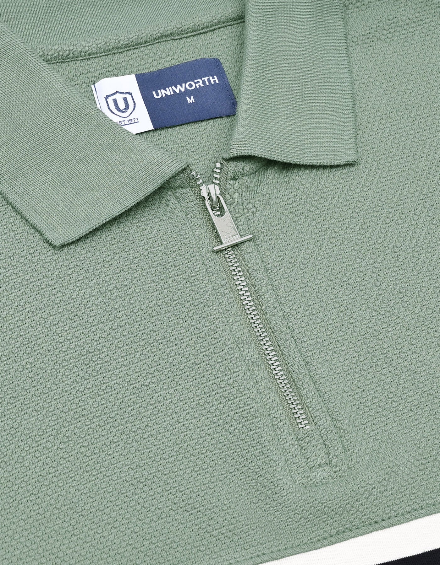 Olive Textured Color Block Polo Shirt - Image 3