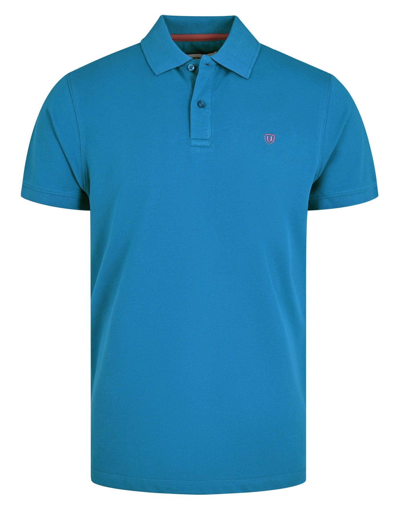 Turquoise Plain Pique Polo Shirt - Image 4