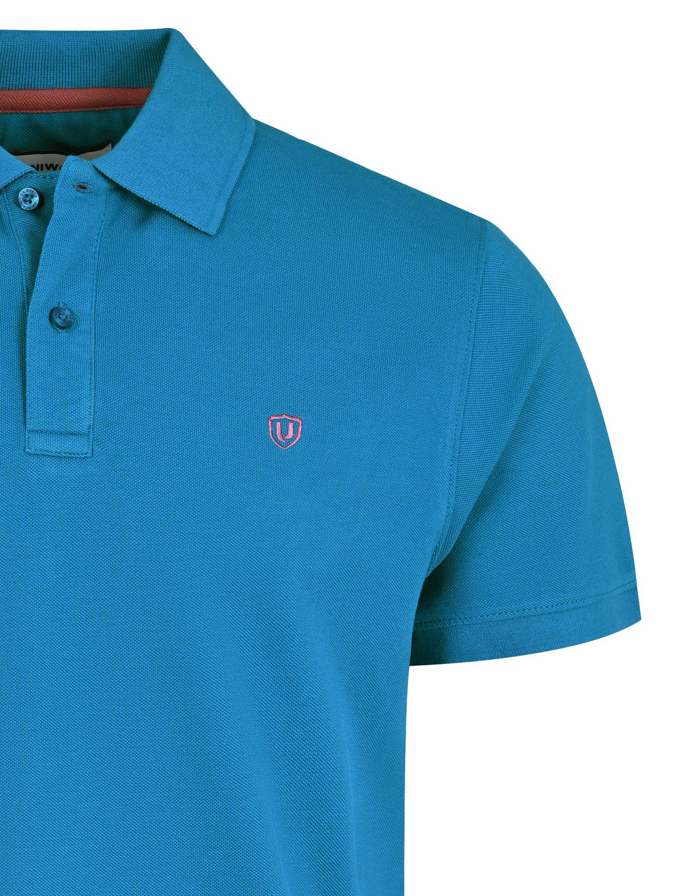 Turquoise Plain Pique Polo Shirt - Image 5