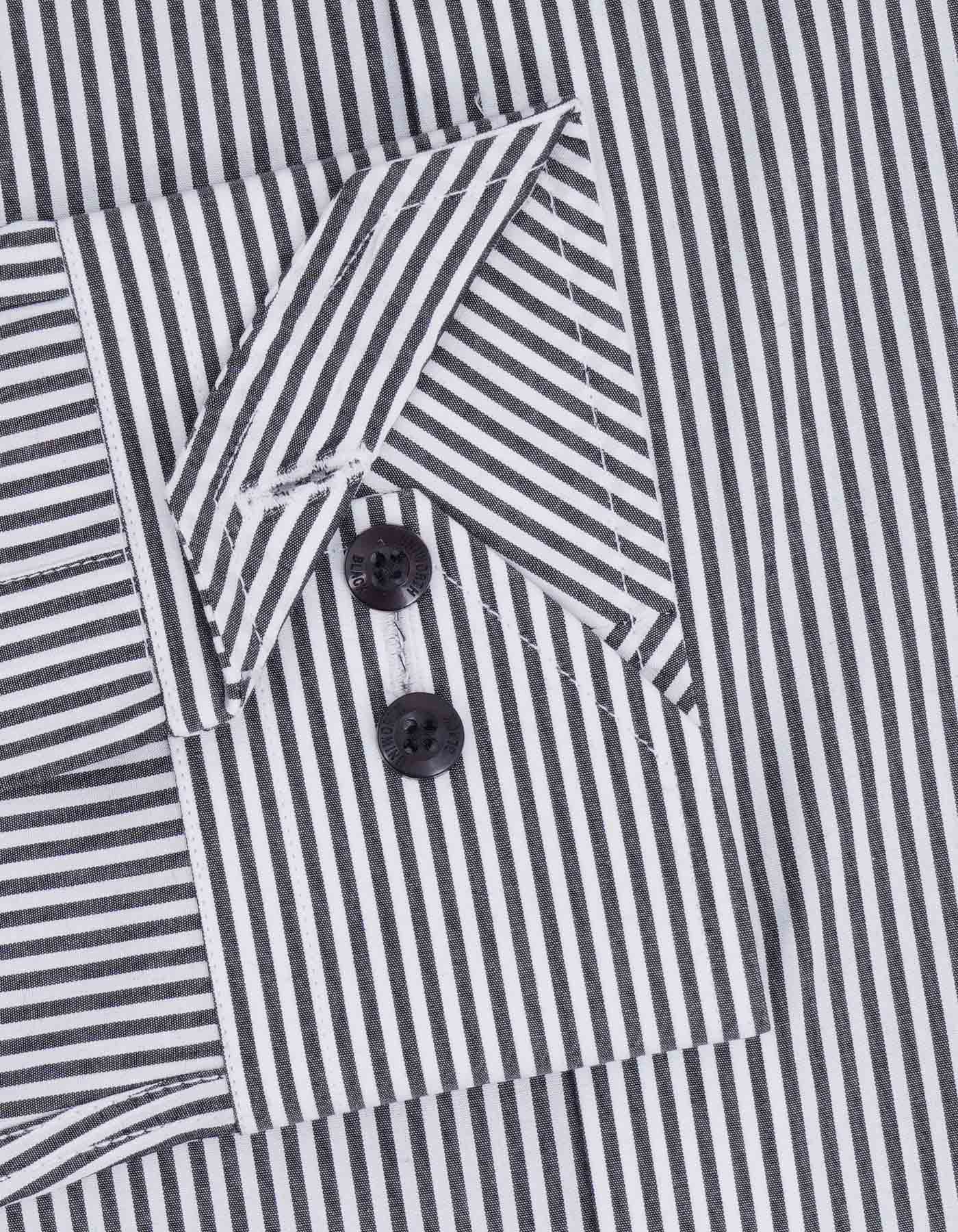 White/Black Stripe Classic Fit Shirt - Image 3