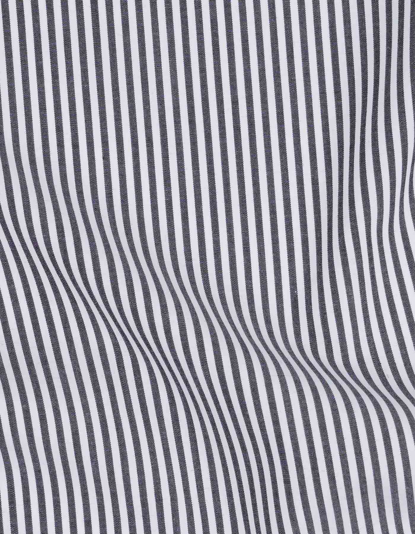 White/Black Stripe Tailored Smart Fit Shirt - Image 4