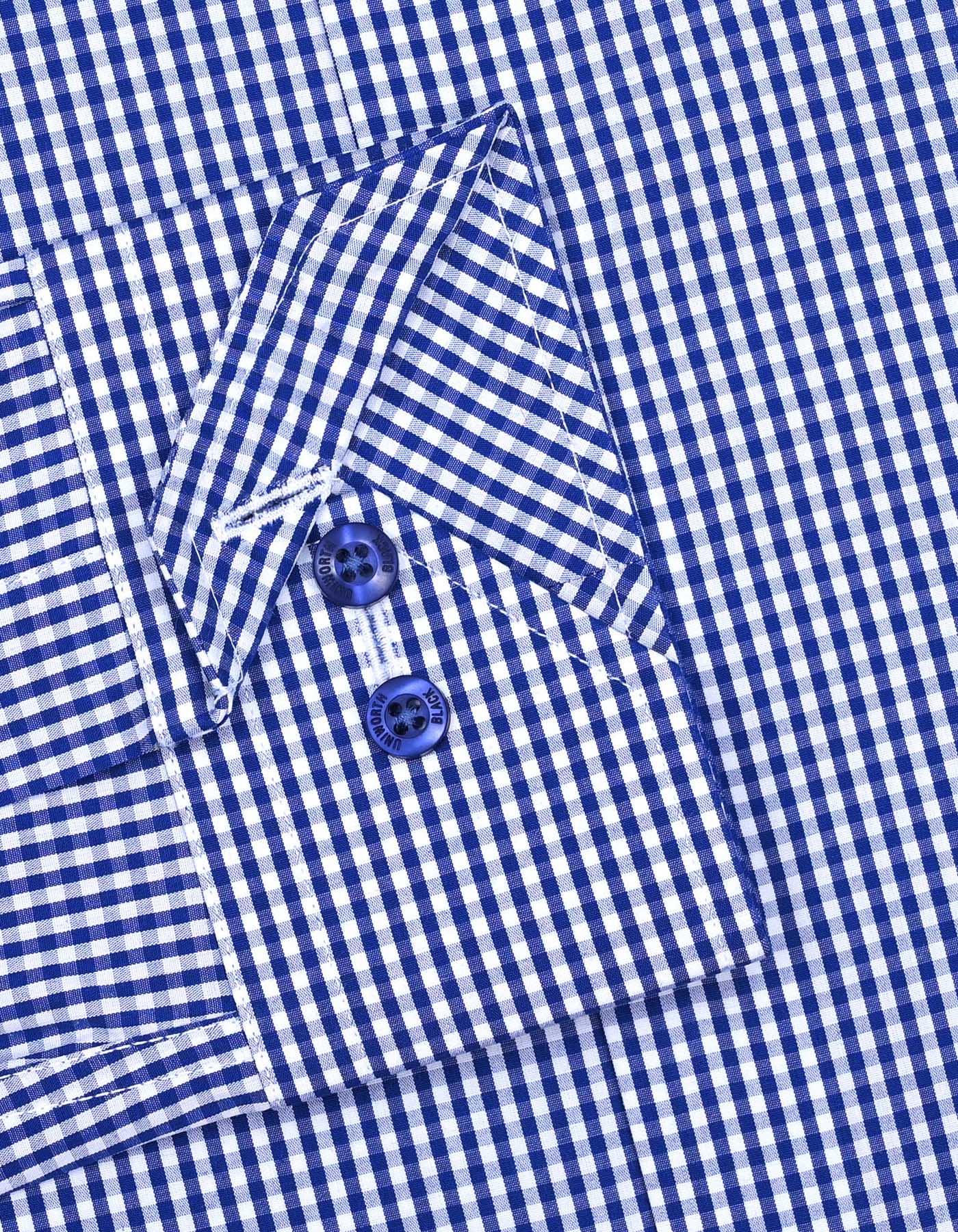 White/Blue Check Classic Fit Shirt - Image 3