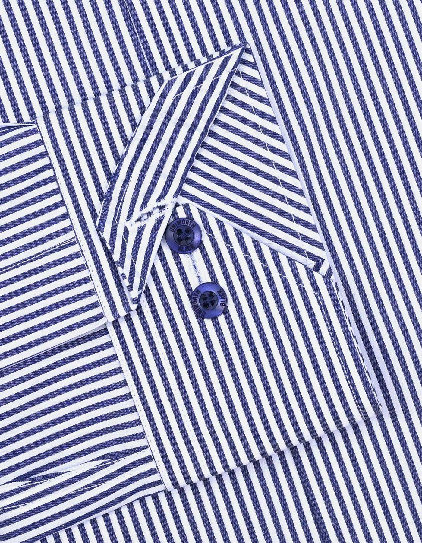 White/Navy Stripe Tailored Smart Fit Shirt - Image 3