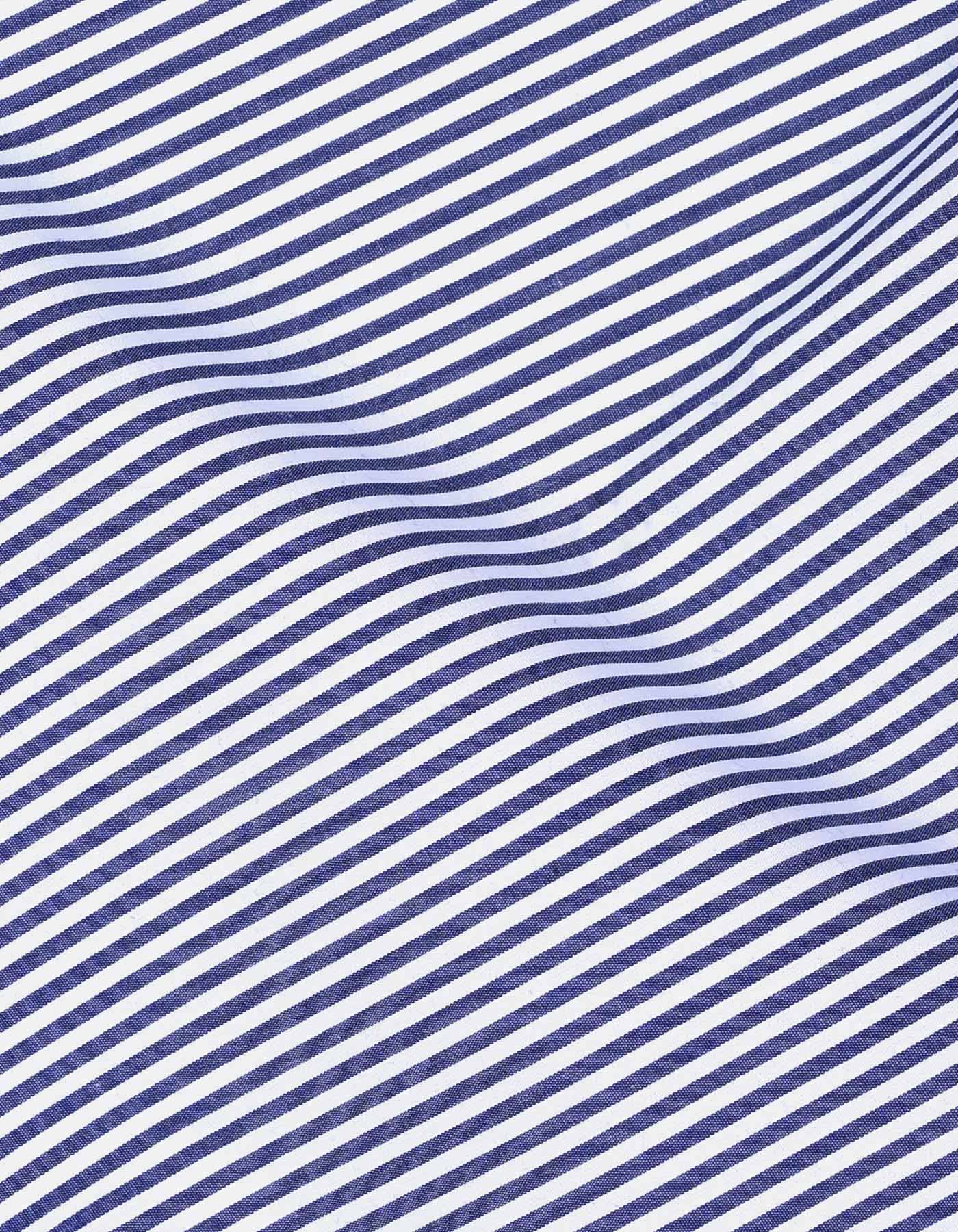 White/Navy Stripe Tailored Smart Fit Shirt - Image 4