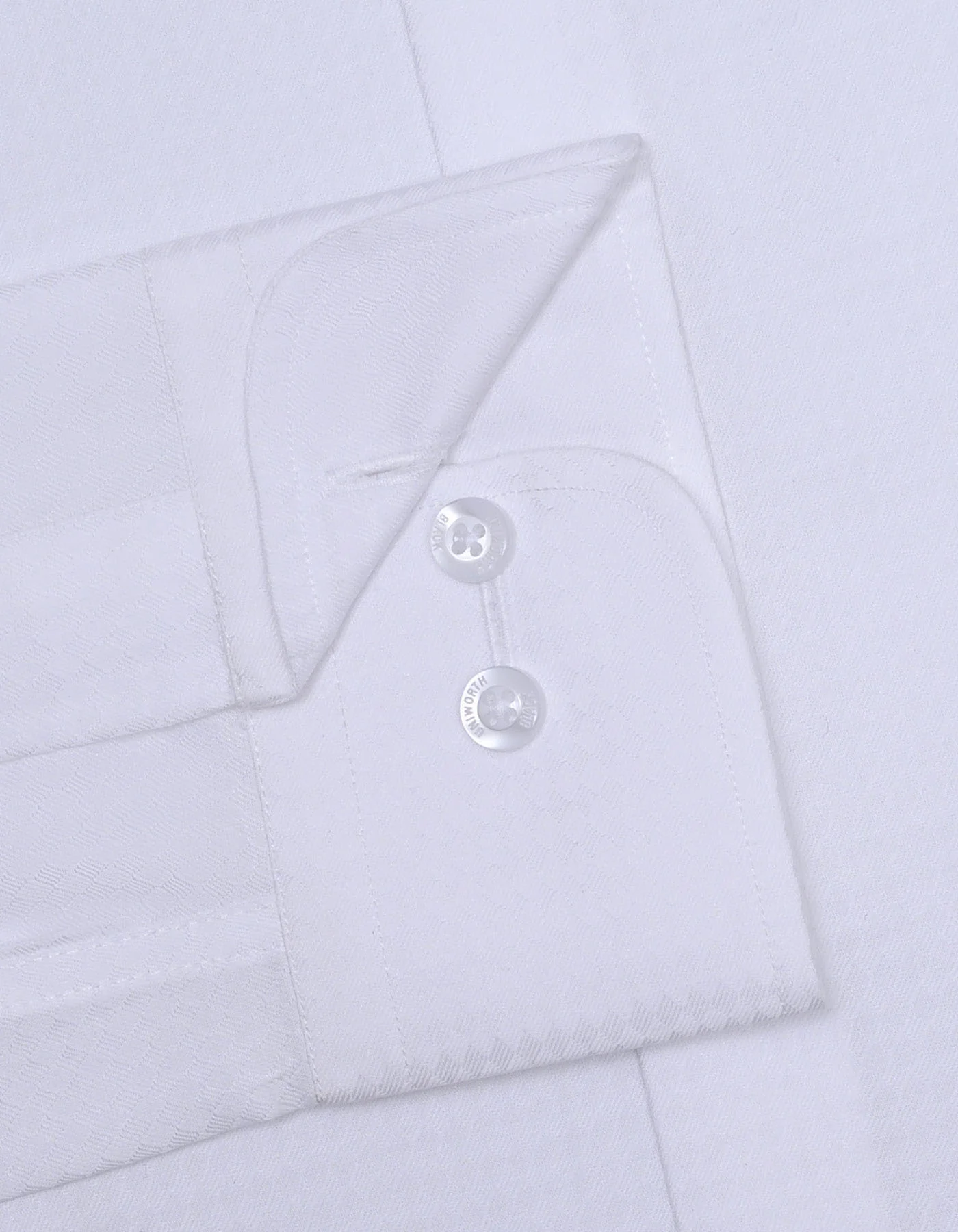 White Self Tailored Smart Fit Shirt - Image 3