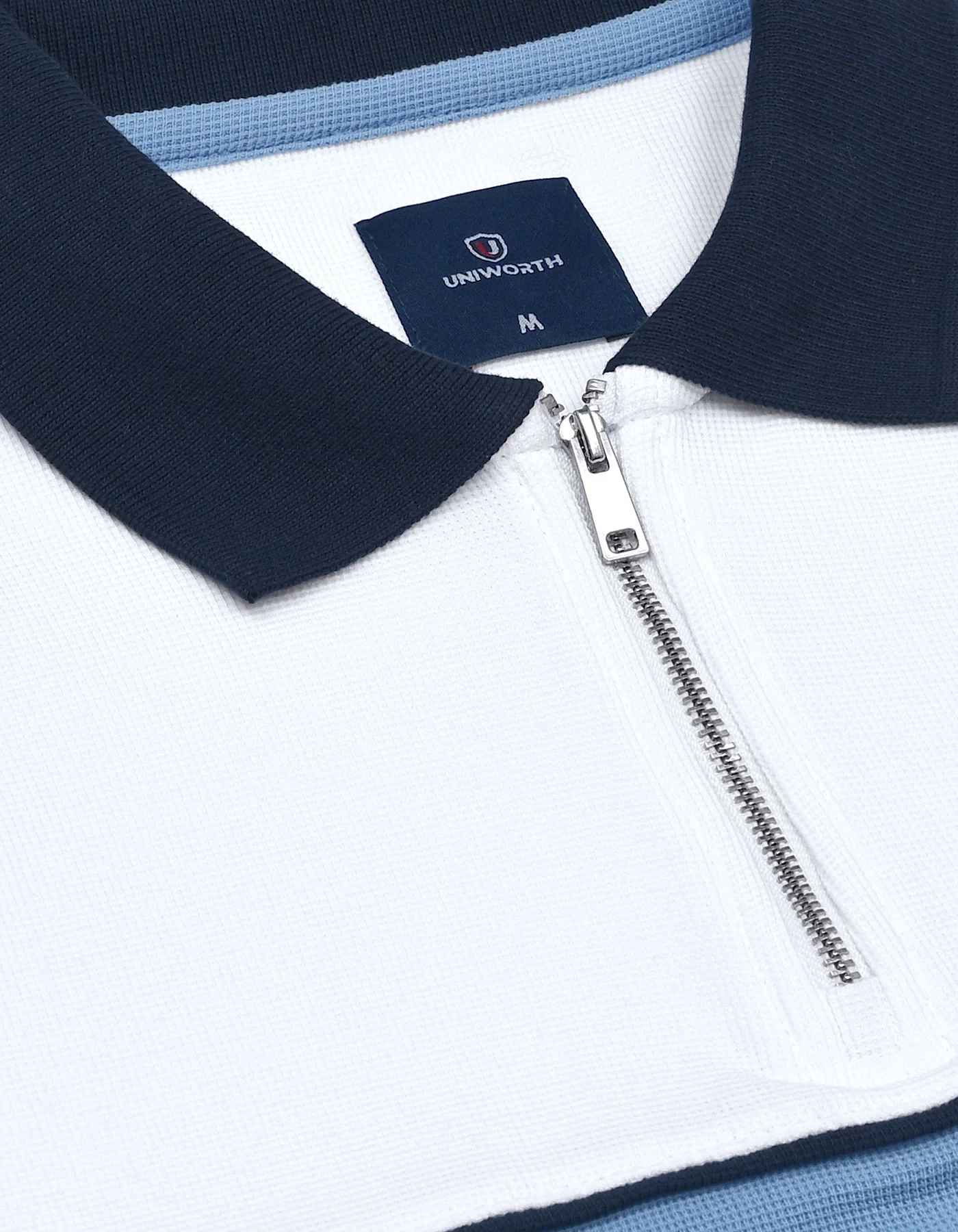 White Texture Color Block Polo Shirt - Image 4